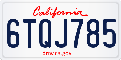CA license plate 6TQJ785
