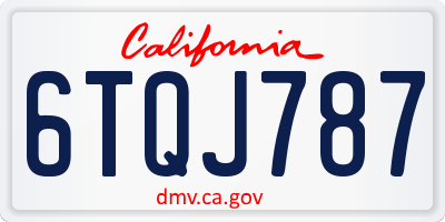 CA license plate 6TQJ787