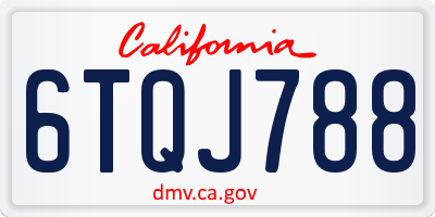 CA license plate 6TQJ788