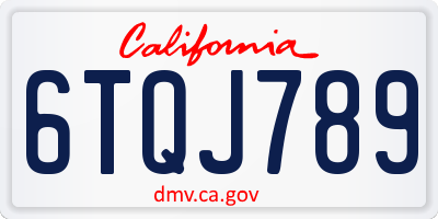 CA license plate 6TQJ789