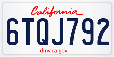 CA license plate 6TQJ792