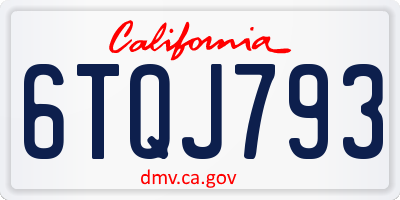 CA license plate 6TQJ793