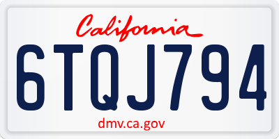 CA license plate 6TQJ794