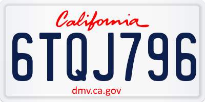 CA license plate 6TQJ796