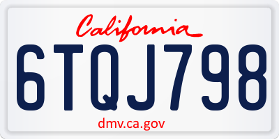 CA license plate 6TQJ798