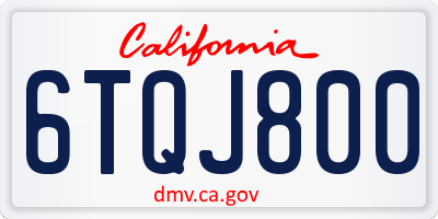 CA license plate 6TQJ800