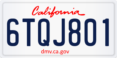 CA license plate 6TQJ801