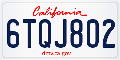 CA license plate 6TQJ802