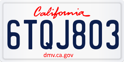 CA license plate 6TQJ803