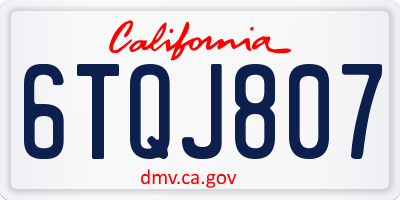 CA license plate 6TQJ807