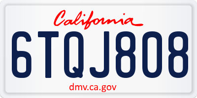 CA license plate 6TQJ808