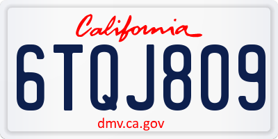 CA license plate 6TQJ809
