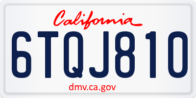 CA license plate 6TQJ810