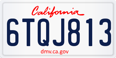 CA license plate 6TQJ813