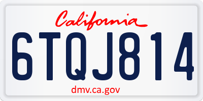 CA license plate 6TQJ814