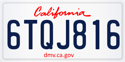 CA license plate 6TQJ816