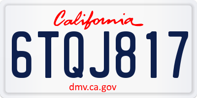 CA license plate 6TQJ817