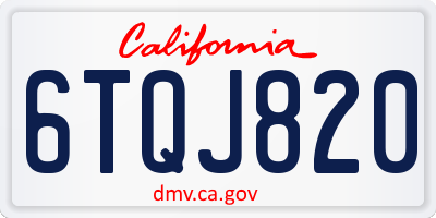 CA license plate 6TQJ820