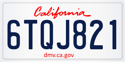 CA license plate 6TQJ821