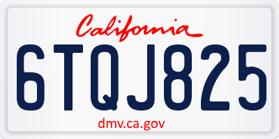 CA license plate 6TQJ825