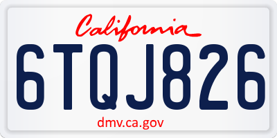 CA license plate 6TQJ826