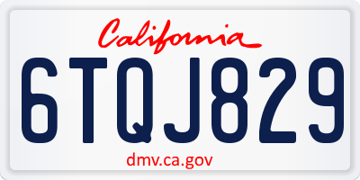 CA license plate 6TQJ829