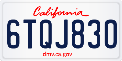 CA license plate 6TQJ830