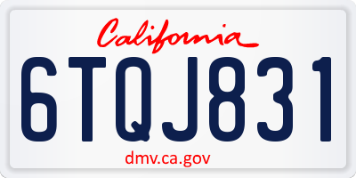 CA license plate 6TQJ831