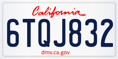 CA license plate 6TQJ832