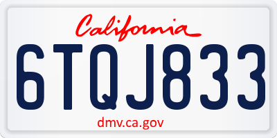 CA license plate 6TQJ833