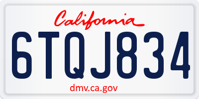 CA license plate 6TQJ834