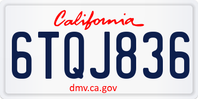 CA license plate 6TQJ836