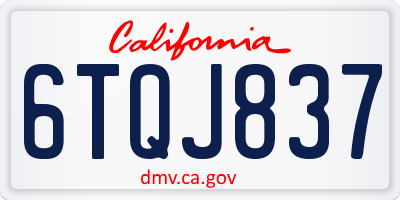 CA license plate 6TQJ837