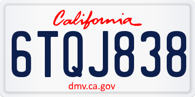 CA license plate 6TQJ838