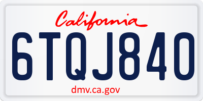 CA license plate 6TQJ840