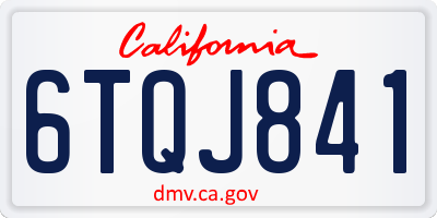 CA license plate 6TQJ841