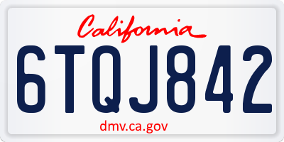 CA license plate 6TQJ842