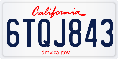 CA license plate 6TQJ843