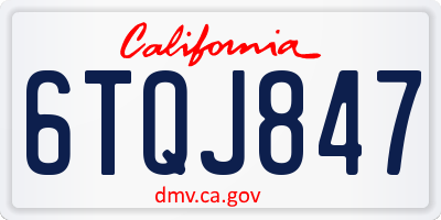 CA license plate 6TQJ847