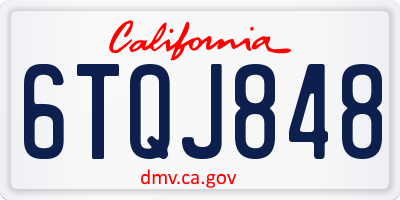 CA license plate 6TQJ848