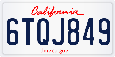 CA license plate 6TQJ849