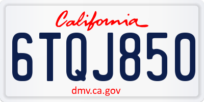 CA license plate 6TQJ850