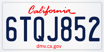 CA license plate 6TQJ852