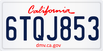 CA license plate 6TQJ853