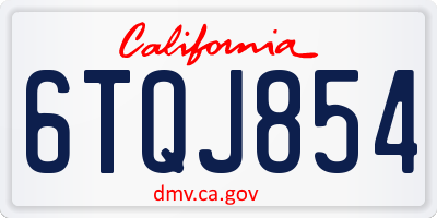 CA license plate 6TQJ854