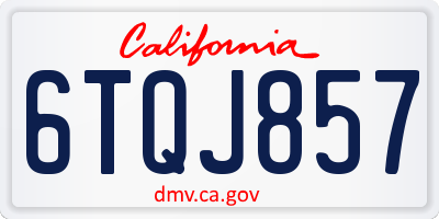 CA license plate 6TQJ857