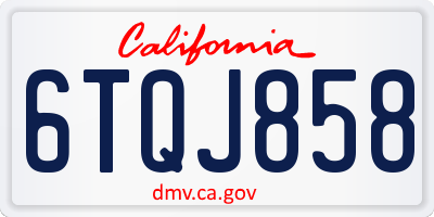 CA license plate 6TQJ858
