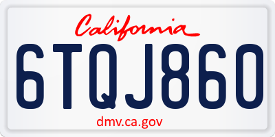 CA license plate 6TQJ860