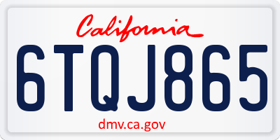 CA license plate 6TQJ865