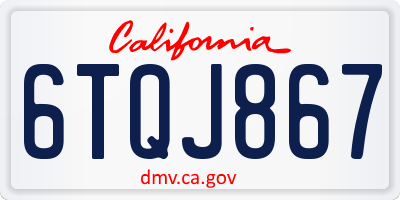 CA license plate 6TQJ867